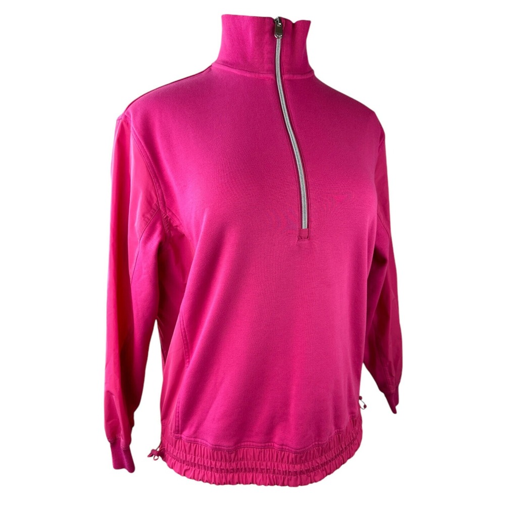 Athleta Triumph Hybrid Half Zip Sweatshirt Jacket Salvia Pink Fuchsia Small - Picture 4 of 15